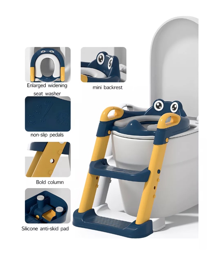 ESCALERA RIQUI NIÑOS INODORO ASIENTO ENTRENADOR AZUL - 3