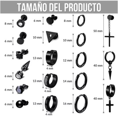 ARETES RIQUI NEGROS 19PCS - 2
