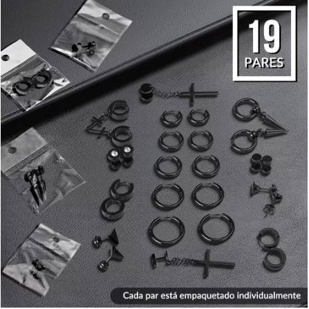 ARETES RIQUI NEGROS 19PCS - 3