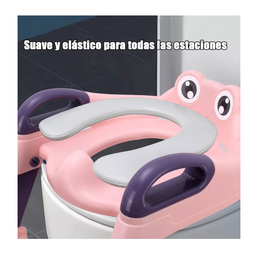 ASIENTO RIQUI ENTRENADOR BAÑO CON ESCALERA Y AGARRADERA NIÑOS MORADO ENTRENADOR BAÑO ROSA - 3