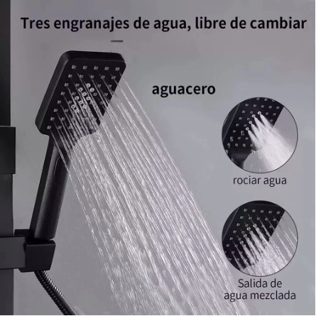 COLUMNA DE DUCHA RIQUI NEGRO MATE MULTI-FUNCIONES CON PANTALLA - 3