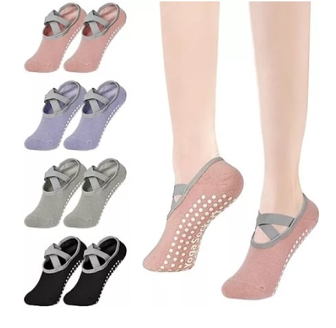 PACK X4 PARES DE CALCETINES UNISEX RIQUI YOGA ANTIDESLIZANTES PILATES - 1