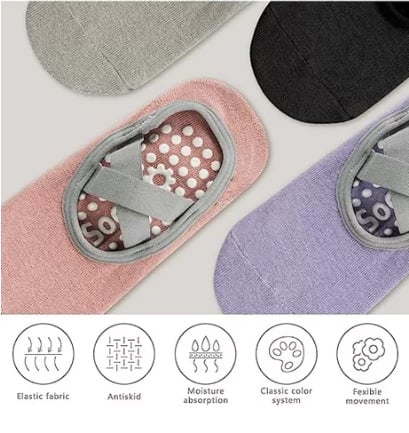 PACK X4 PARES DE CALCETINES UNISEX RIQUI YOGA ANTIDESLIZANTES PILATES - 3