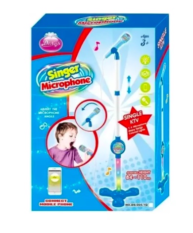 MICRÓFONO RIQUI PEDESTAL JUGUETE MP3 CON LUCES INFANTIL AZUL - 1