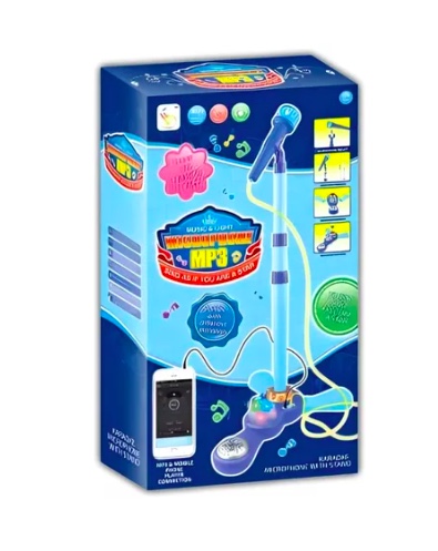 MICRÓFONO RIQUI PEDESTAL JUGUETE MP3 CON LUCES INFANTIL AZUL - 4