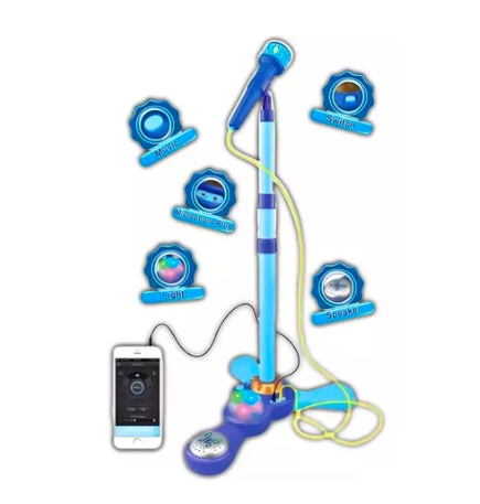 MICRÓFONO RIQUI PEDESTAL JUGUETE MP3 CON LUCES INFANTIL AZUL - 5