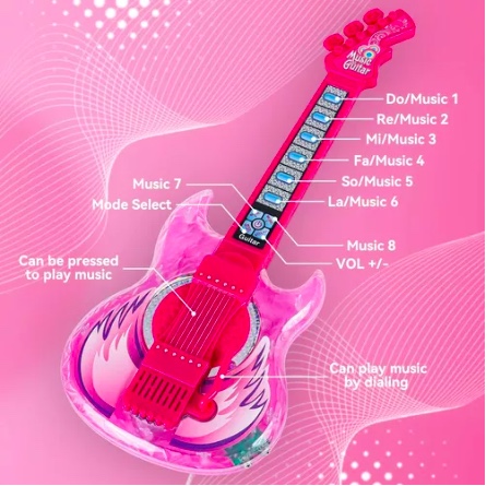 GUITARRA JUGUETE RIQUI MUSICAL CON MICRÓFONO KARAOKE - 4