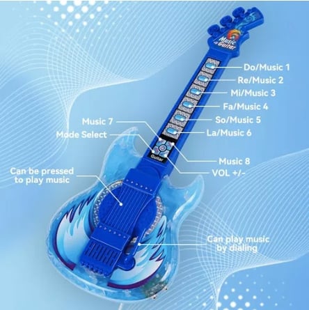 GUITARRA JUGUETE RIQUI MUSICAL CON MICRÓFONO KARAOKE - 4