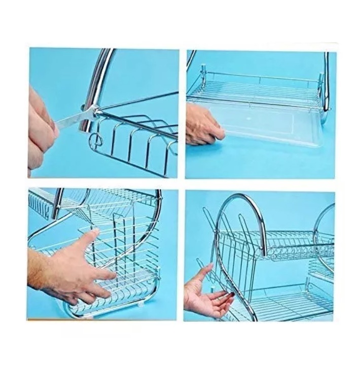 SECADOR ESCURRIDOR PLATOS VAJILLA 2 NIVELES ACERO INOXIDABLE - 4