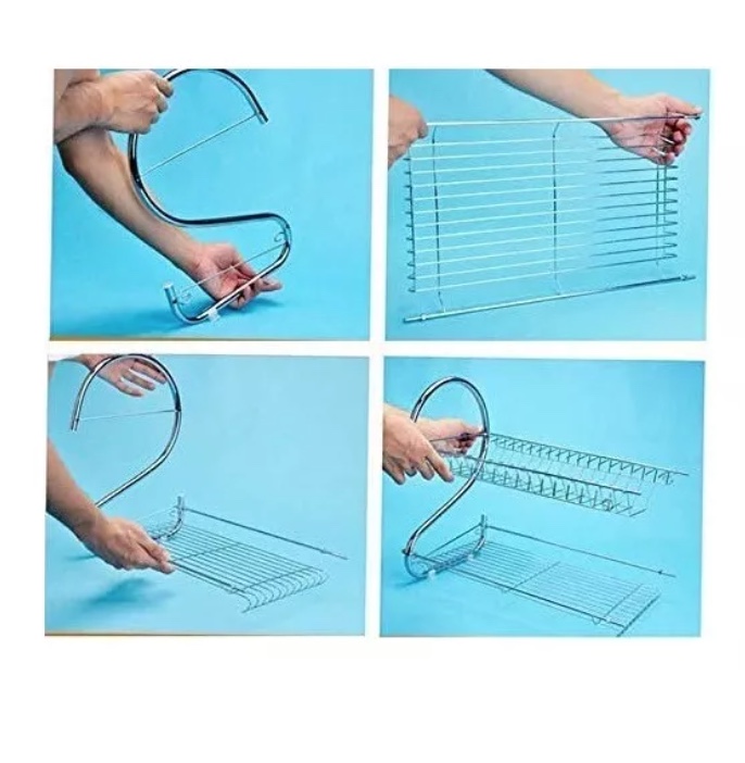 SECADOR ESCURRIDOR PLATOS VAJILLA 2 NIVELES ACERO INOXIDABLE - 5