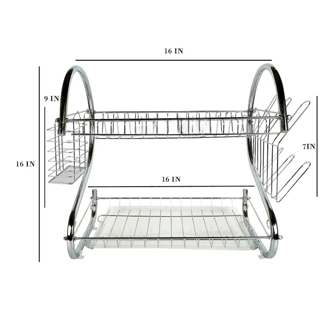 SECADOR ESCURRIDOR PLATOS VAJILLA 2 NIVELES ACERO INOXIDABLE - 6