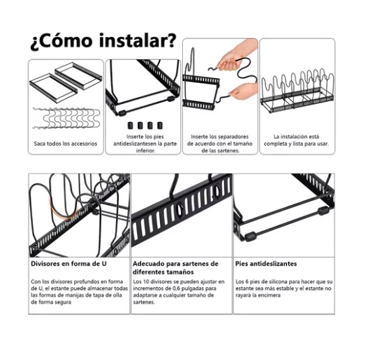 RACK ORGANIZADOR DE OLLAS EXPANDIBLE - 6