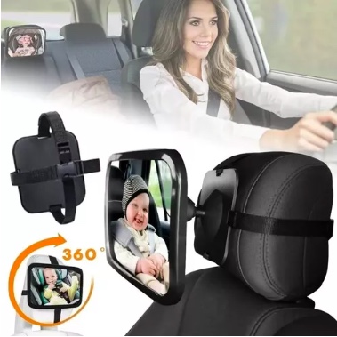 ESPEJO RETROVISOR RIQUI NEGRO DE AUTO PARA SEGURIDAD DE NIÑOS - 3