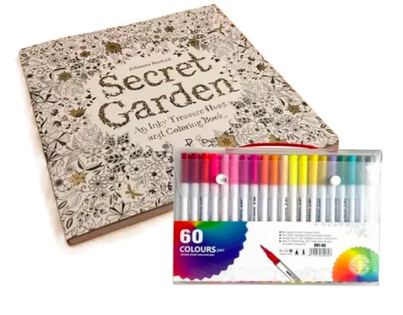 LIBRO PARA COLOREAR MANDALA CON MALETA 120 LÁPICES DOBLE PUNTA - 1