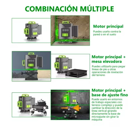 NIVEL LÁSER VERDE, 4D 16 LÍNEAS 360º NIVELACIÓN AUTOMÁTICA - 8
