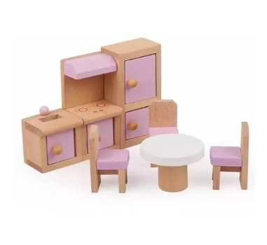 SET RIQUI DE MUEBLES DE MADERA PARA CASA MUÑECAS 22 PIEZAS - 5