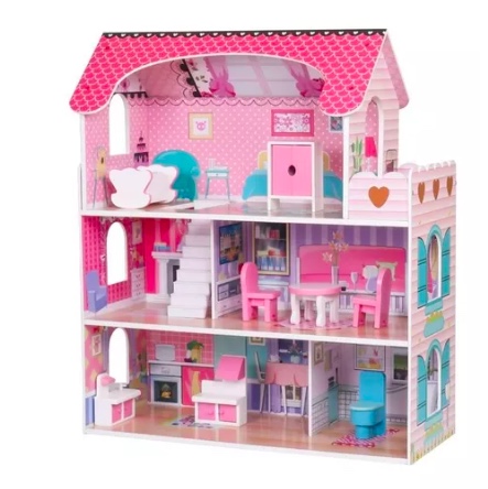 CASA DE MUÑECAS RIQUI ROSADO CLÁSICA DE MADERA - 2
