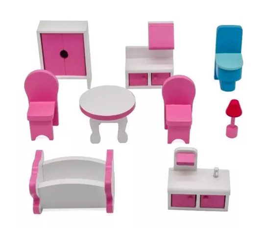 CASA DE MUÑECAS RIQUI ROSADO CLÁSICA DE MADERA - 4