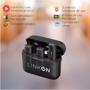 MICROFONO RIQUI INALAMBRICO SOLAPA LAVALIER LINKON PRO + ESTUCHE COLOR ENTRADA IPHONE - 2