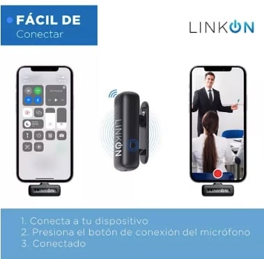 MICROFONO RIQUI INALAMBRICO SOLAPA LAVALIER LINKON PRO + ESTUCHE COLOR ENTRADA IPHONE - 4