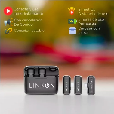 MICROFONO RIQUI INALAMBRICO SOLAPA LAVALIER LINKON PRO + ESTUCHE COLOR ENTRADA USB C - 2