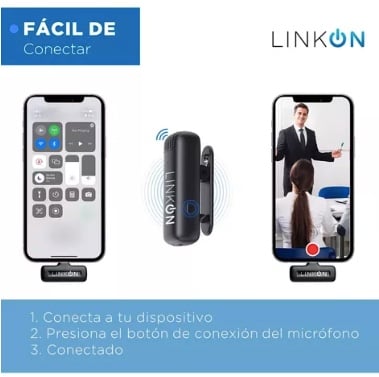 MICROFONO RIQUI INALAMBRICO SOLAPA LAVALIER LINKON PRO + ESTUCHE COLOR ENTRADA USB C - 4