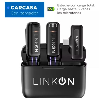MICROFONO RIQUI INALAMBRICO SOLAPA LAVALIER LINKON PRO + ESTUCHE COLOR ENTRADA USB C - 5