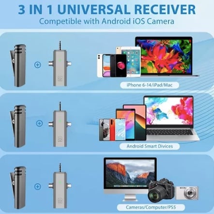 MICRÓFONO RIQUI DE SOLAPA INALÁMBRICO PARA IPHONE, IPAD Y ANDROID - 4