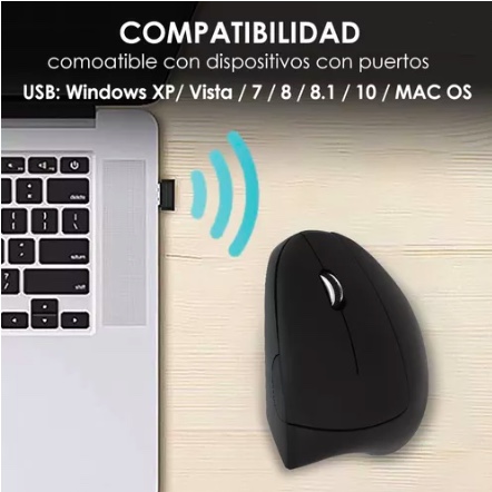 MOUSE INALÁMBRICO RIQUI VERTICAL ERGONÓMICO CARGA USB - 3