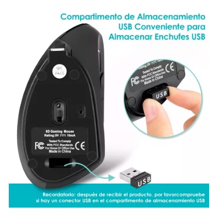 MOUSE INALÁMBRICO RIQUI VERTICAL ERGONÓMICO CARGA USB - 4