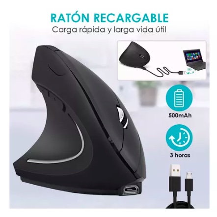 MOUSE INALÁMBRICO RIQUI VERTICAL ERGONÓMICO CARGA USB - 6
