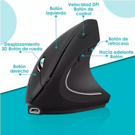 MOUSE INALÁMBRICO RIQUI VERTICAL ERGONÓMICO CARGA USB - 7