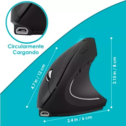 MOUSE INALÁMBRICO RIQUI VERTICAL ERGONÓMICO CARGA USB - 8