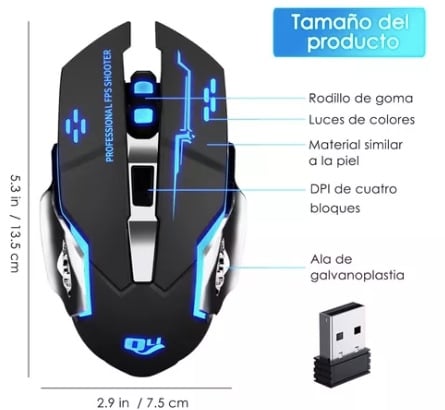 MOUSE INALÁMBRICO RIQUI GAMER SILENCIOSO - 8