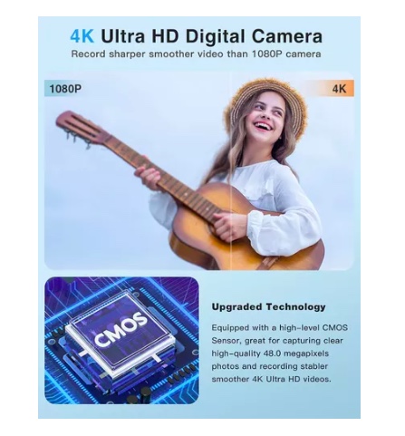 CÁMARA DIGITAL 4K FRONTAL Y TRASERA 2.8 INCH PARA ESTUDIANTE - 5