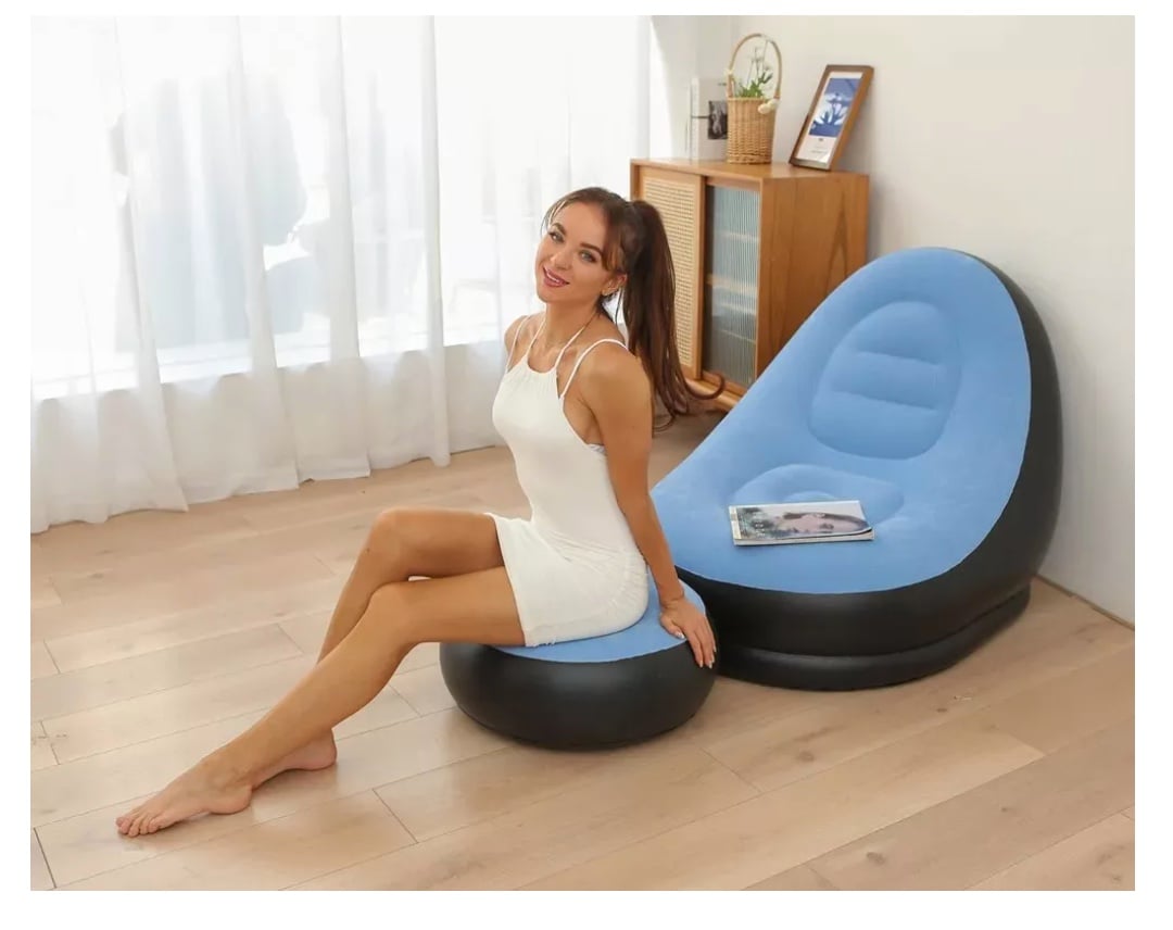 SOFÁ TUMBONA SILLA INFLABLE REPOSA PIES PUFF X L + INFLADOR - 2