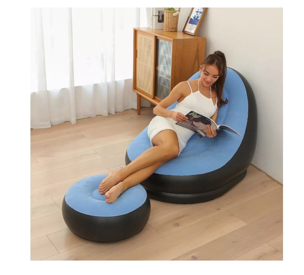 SOFÁ TUMBONA SILLA INFLABLE REPOSA PIES PUFF X L + INFLADOR - 3
