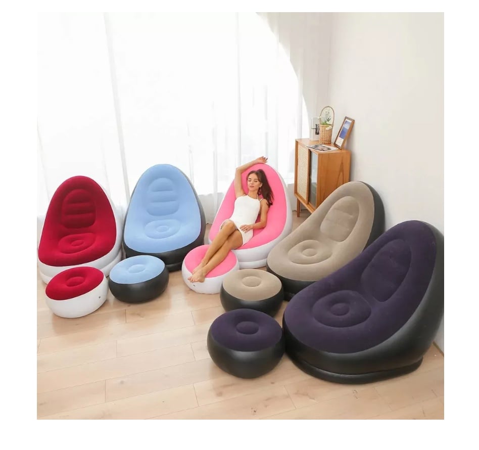 SOFÁ TUMBONA SILLA INFLABLE REPOSA PIES PUFF X L + INFLADOR - 4