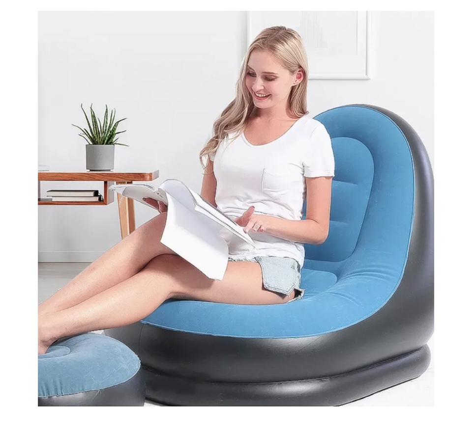 SOFÁ TUMBONA SILLA INFLABLE REPOSA PIES PUFF X L + INFLADOR - 5