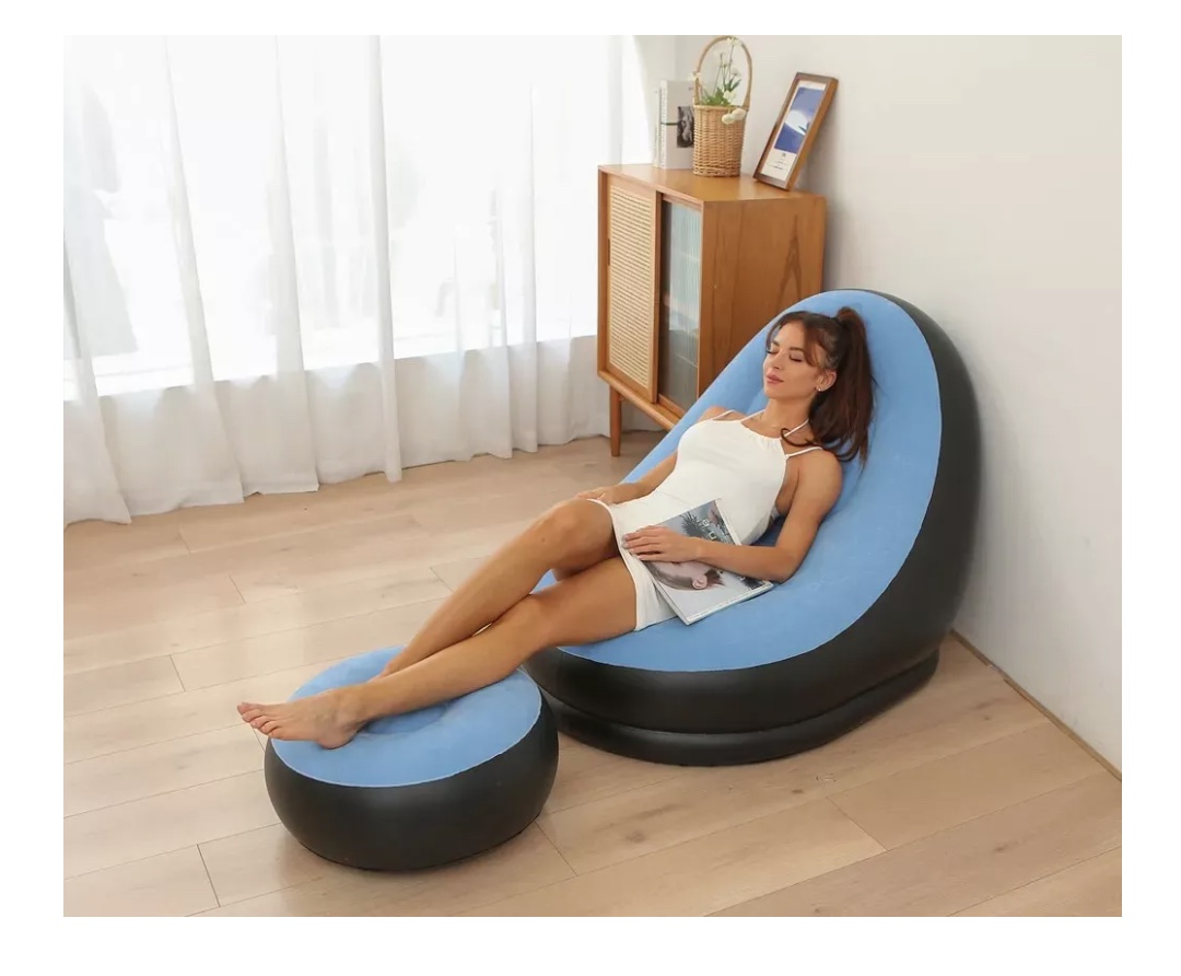 SOFÁ TUMBONA SILLA INFLABLE REPOSA PIES PUFF X L + INFLADOR - 6