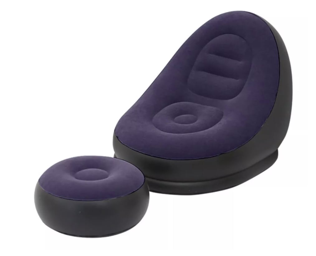 SOFÁ TUMBONA SILLA INFLABLE REPOSA PIES PUFF X L + INFLADOR - 1