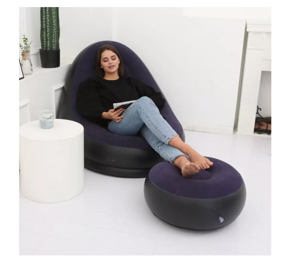SOFÁ TUMBONA SILLA INFLABLE REPOSA PIES PUFF X L + INFLADOR - 3