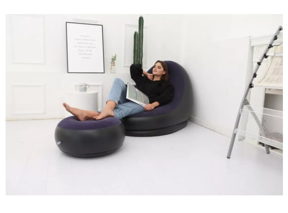 SOFÁ TUMBONA SILLA INFLABLE REPOSA PIES PUFF X L + INFLADOR - 4