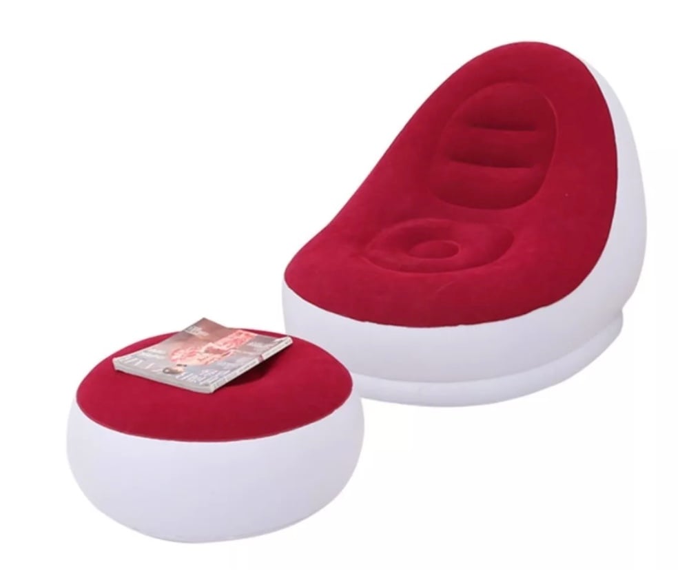 SOFÁ TUMBONA SILLA INFLABLE REPOSA PIES PUFF X L + INFLADOR - 1