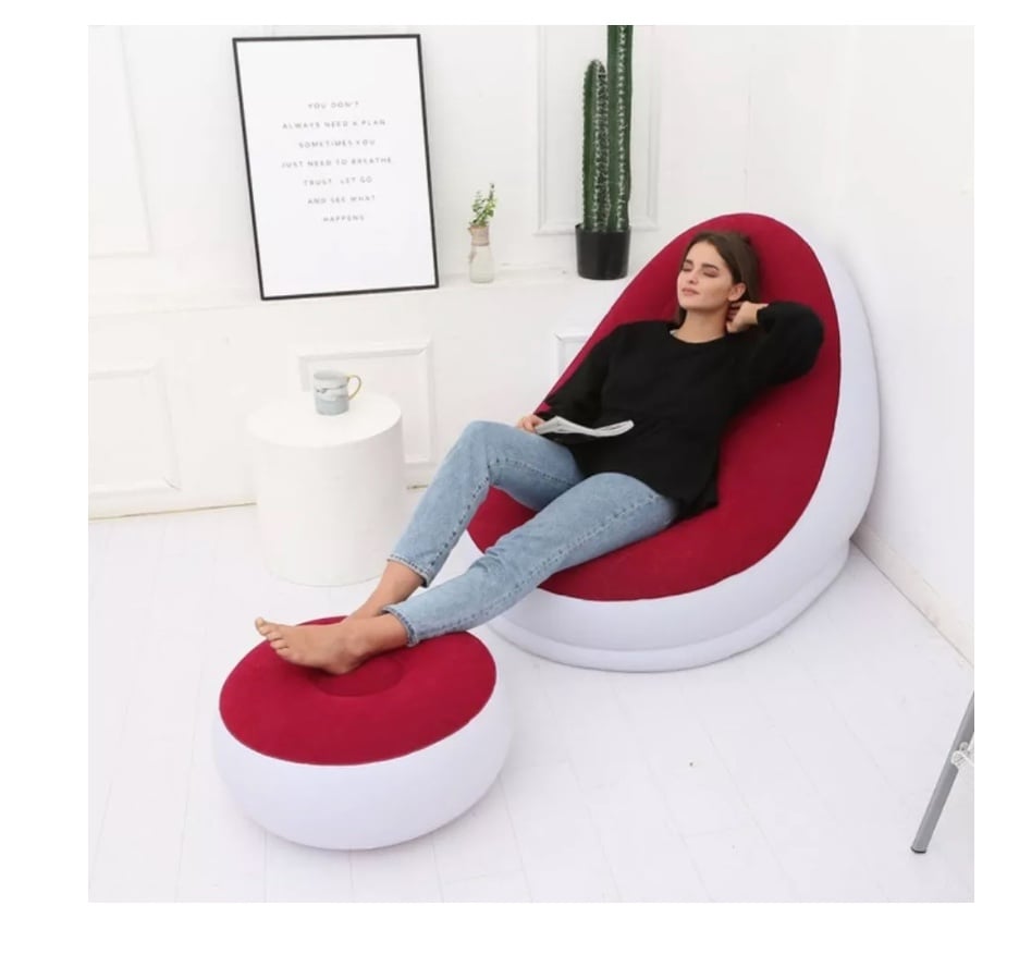 SOFÁ TUMBONA SILLA INFLABLE REPOSA PIES PUFF X L + INFLADOR - 2