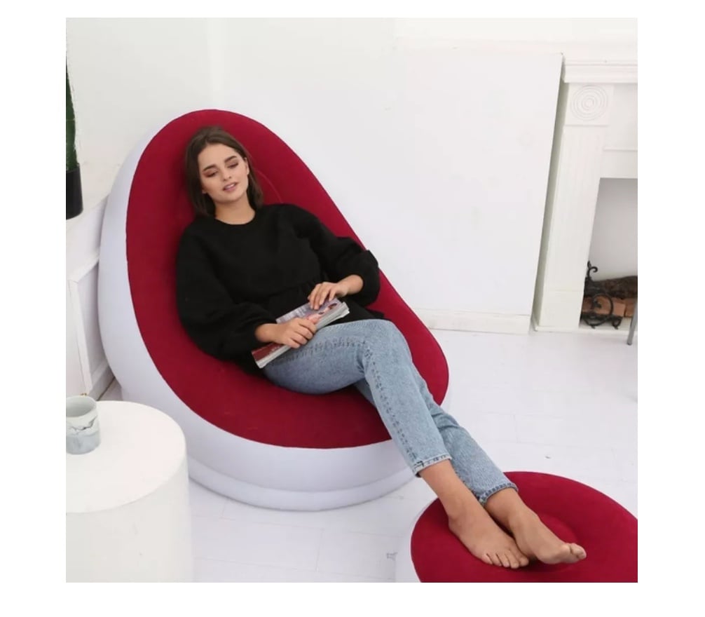 SOFÁ TUMBONA SILLA INFLABLE REPOSA PIES PUFF X L + INFLADOR - 3