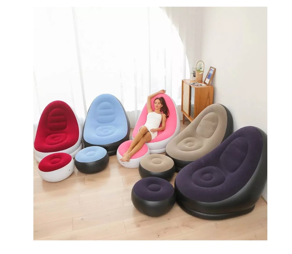 SOFÁ TUMBONA SILLA INFLABLE REPOSA PIES PUFF X L + INFLADOR - 4
