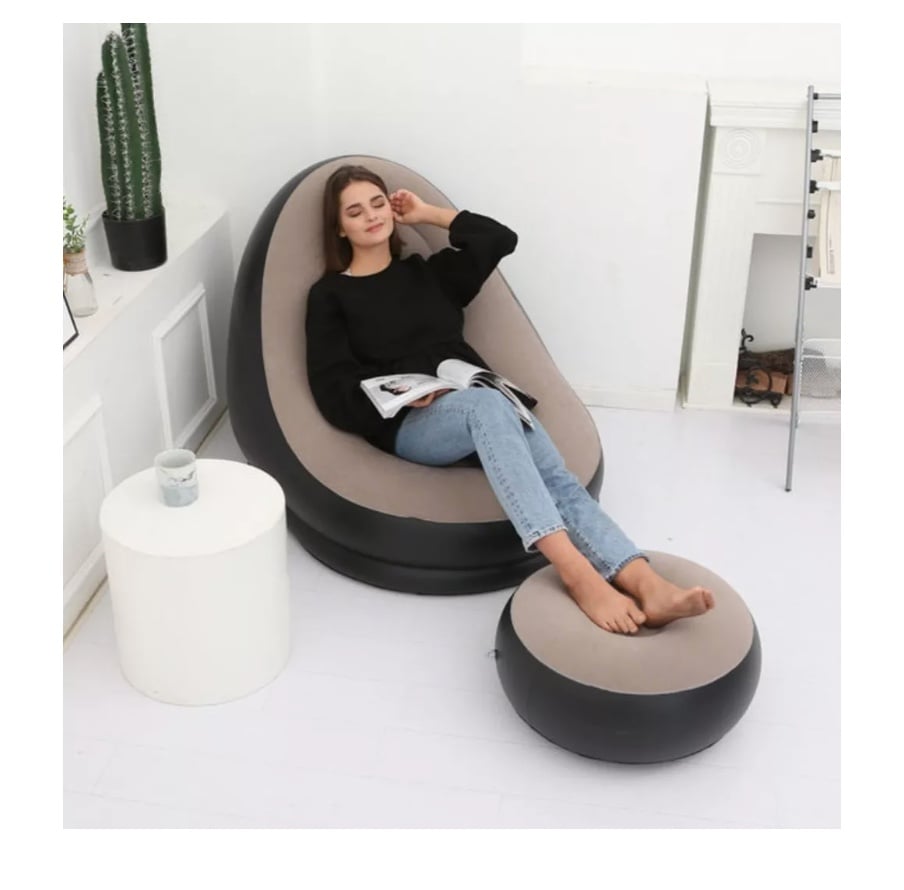 SOFÁ TUMBONA SILLA INFLABLE REPOSA PIES PUFF X L + INFLADOR - 2