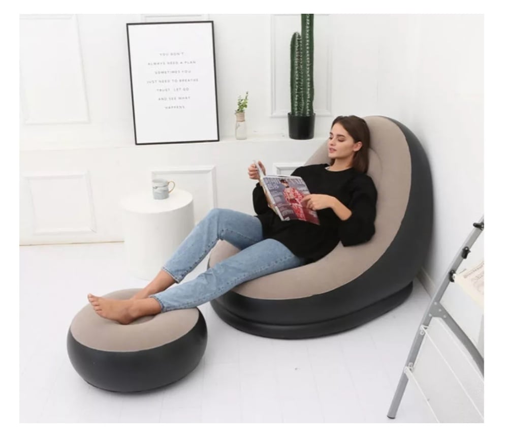 SOFÁ TUMBONA SILLA INFLABLE REPOSA PIES PUFF X L + INFLADOR - 3