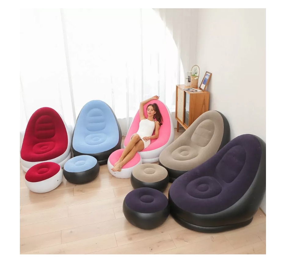 SOFÁ TUMBONA SILLA INFLABLE REPOSA PIES PUFF X L + INFLADOR - 4